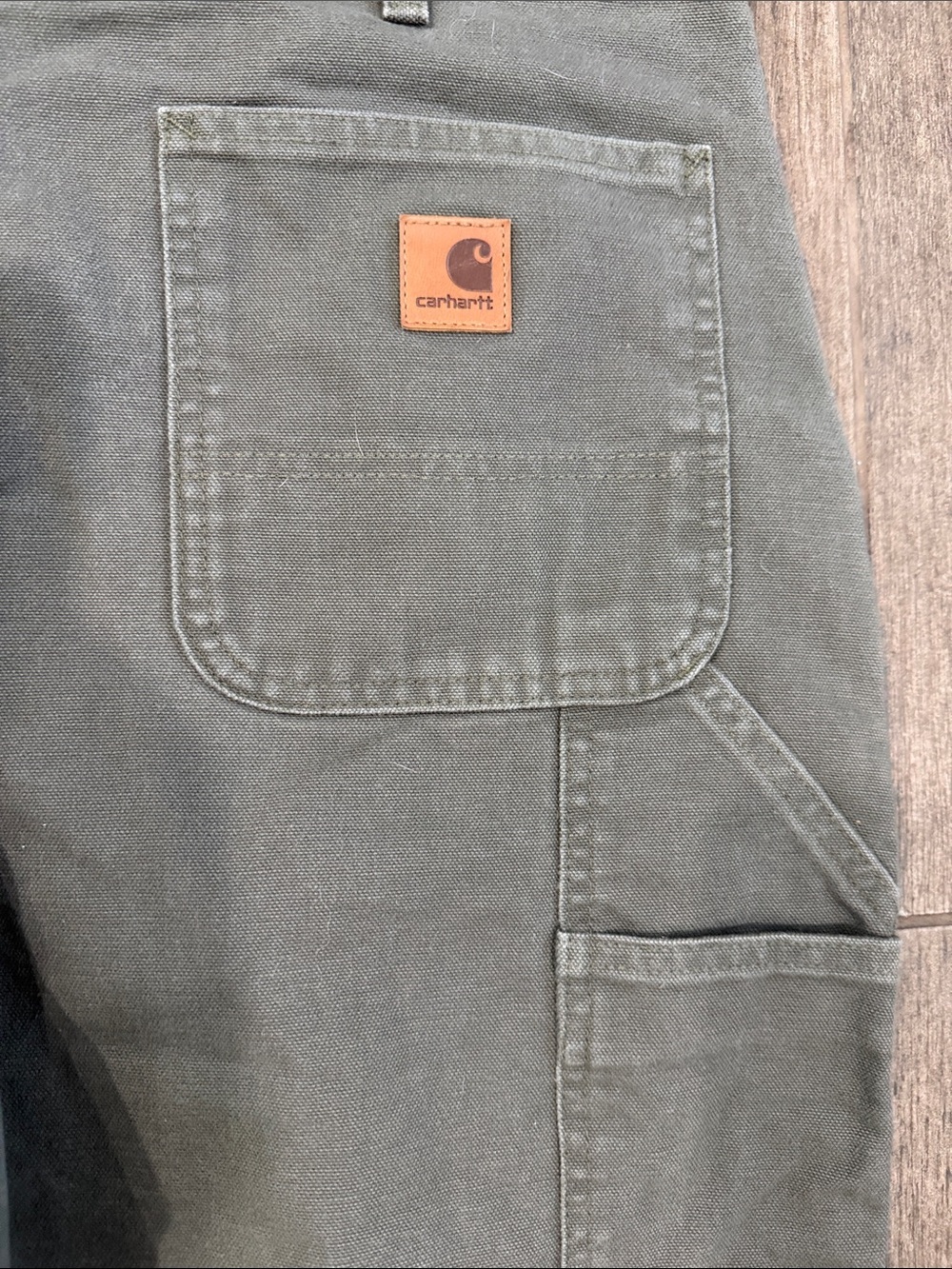 Carhartt Olive Green Utility Dungaree Fit Cargo Pants - Picture 4 of 5